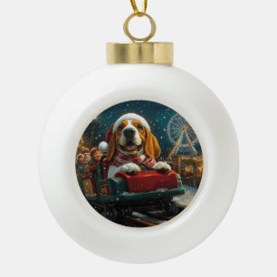 Basset Hound Dog Roller Untersetzer Weihnachten Keramik Kugel-Ornament