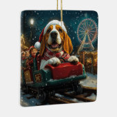 Basset Hound Dog Roller Untersetzer Weihnachten Keramikornament (Rechts)