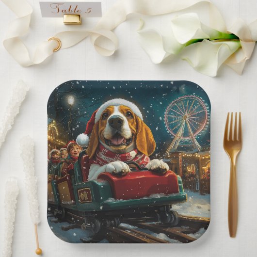 Basset Hound Dog Roller Untersetzer Weihnachten Pappteller (Hochzeit)