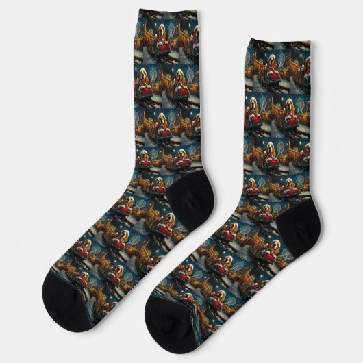 Basset Hound Dog Roller Untersetzer Weihnachten Socken (Linkes Detail)