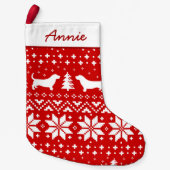 Basset Hound Dog Silhouettes Holiday Pattern Cute Kleiner Weihnachtsstrumpf (Vorderseite)