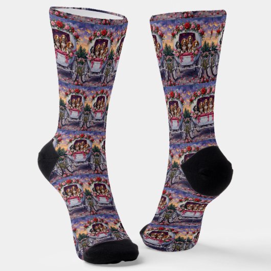 Basset Hound Dog Valentine's Day Socken (Gewinkelt)