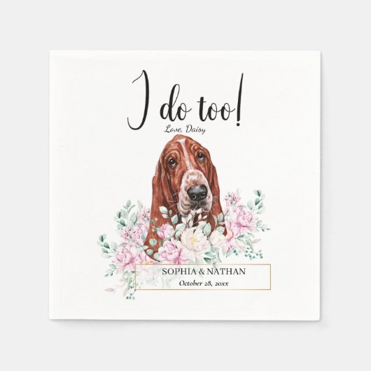 Basset Hound Dog Wedding Cocktail Napkins Serviette (Vorderseite)