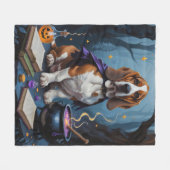 Basset Hound Dog Whimsical Halloween Malerei Fleecedecke (Vorderseite (Horizontal))