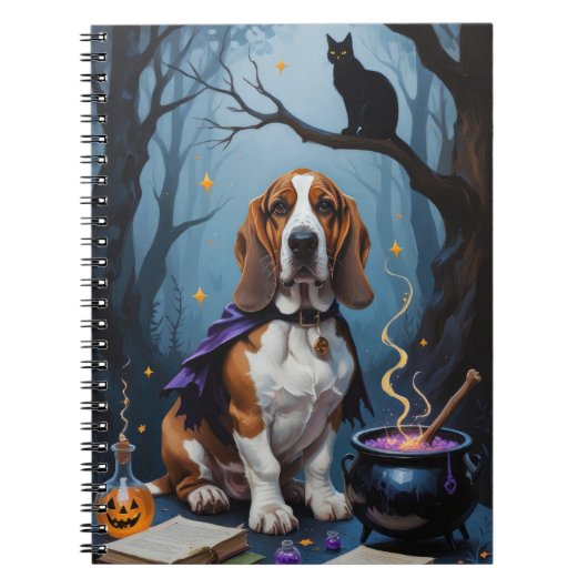 Basset Hound Dog Whimsical Halloween Malerei Notizblock (Vorderseite)