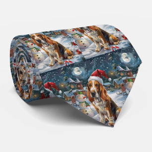 Basset Hound Dog Winter Wunderland Weihnachtsfreud Krawatte