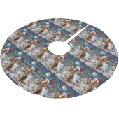Basset Hound Dog Winter Wunderland Weihnachtsfreud Polyester Weihnachtsbaumdecke (Schrägansicht)