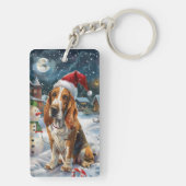 Basset Hound Dog Winter Wunderland Weihnachtsfreud Schlüsselanhänger (Rückseite)