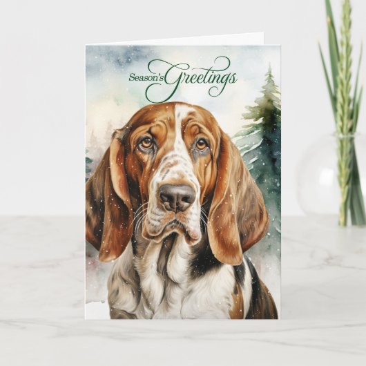 Basset Hound Dog Woodland Weihnachten (Vorderseite)