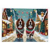 Basset Hound Dogs Christmas Snow Holiday Große Geschenktüte (Rückseite)