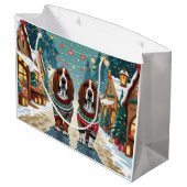 Basset Hound Dogs Christmas Snow Holiday Große Geschenktüte (Rückseite Schrägansicht)