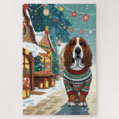 Basset Hound Dogs Christmas Snow Holiday Puzzle (Vertikal)