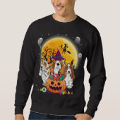 Basset Hound DogWitch Moon Ghosts Happy Halloween Sweatshirt (Vorderseite)