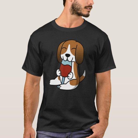 Basset Hound Drink Wine Dog T-Shirt (Vorderseite)