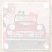 Basset Hound Driving Car mit Herz Valentin Glasuntersetzer (Rückseite)