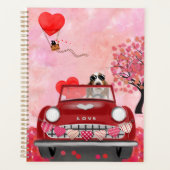 Basset Hound Driving Car mit Herz Valentin Planer (Vorderseite)