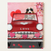 Basset Hound Driving Car mit Herz Valentin Planer (Rückseite)
