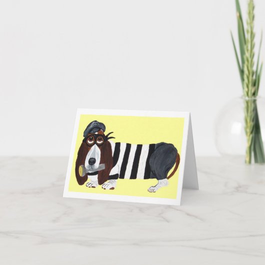 Basset Hound Einbrecher Feiertagskarte (Vorderseite)