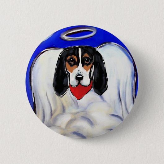 Basset Hound Engel Button (Vorderseite)