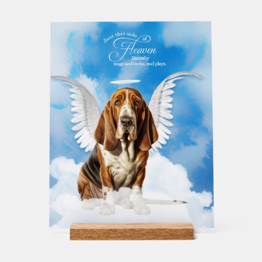 Basset Hound Engel Dog Name Pet Memorial Acrylschild (Vorderseite)
