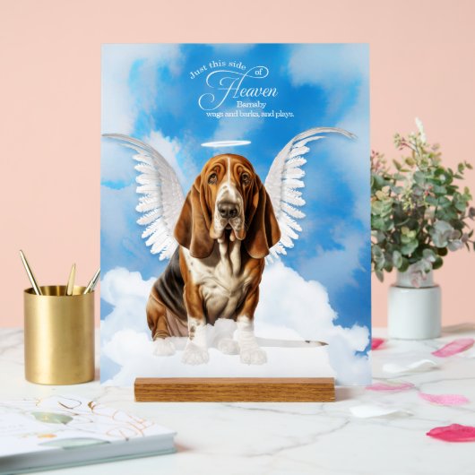 Basset Hound Engel Dog Name Pet Memorial Acrylschild (Hochzeit)