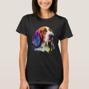 Basset Hound farbenfroher Pop Splash Gefärbte Kraw T-Shirt