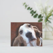 Basset Hound Fine Art Painting Portrait Postkarte (Stehend Vorderseite)