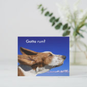 Basset Hound Flapping Ohren in Blue Sky Pet Sitter Postkarte (Stehend Vorderseite)