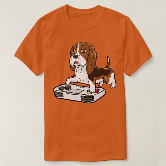 Basset Hound Gamepad Kawaii T-Shirt (Design vorne)