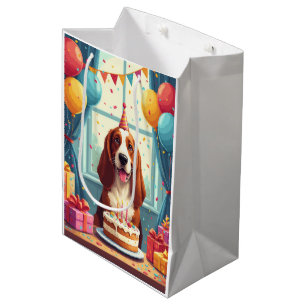 Basset Hound Geburtstagsfeier Mittlere Geschenktüte