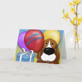 Basset Hound Geburtstagskarte Karte (Gelbe Blume)
