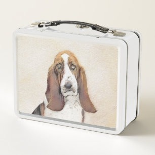 Basset Hound Gemälde - Süße originelle Hundekunst Metall Brotdose