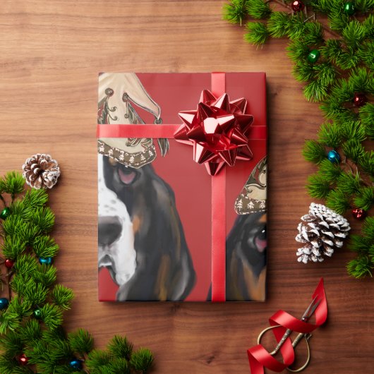 BASSET HOUND GESCHENKPAPIER (Feiertagsgeschenk)