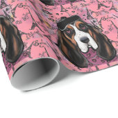 Basset Hound Geschenkpapier (Rolleneckpunkt)
