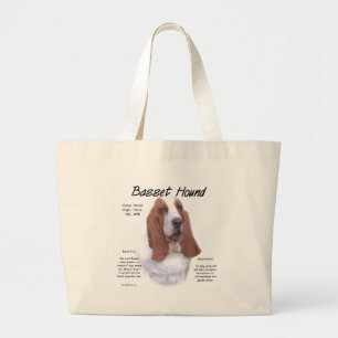Basset Hound-Geschichtsentwurf Jumbo Stoffbeutel