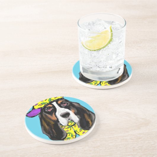 Basset Hound Getränkeuntersetzer (Seite)