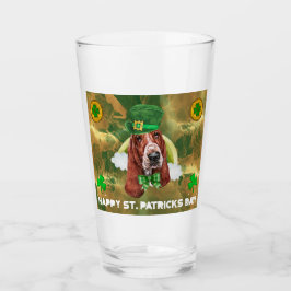 Basset Hound Gold Happy St Patricks Day Glas