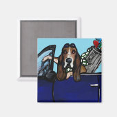 BASSET HOUND GOLFER MAGNET (Vorderseite/Rückseite)