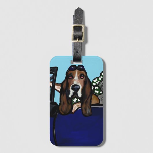 BASSET HOUND-GOLFSPIELER GEPÄCKANHÄNGER (Vorderseite Vertikal)