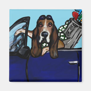 BASSET HOUND-GOLFSPIELER MAGNET