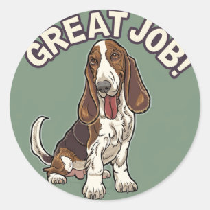 Basset Hound Great Job Teacher Belohnung Runder Aufkleber