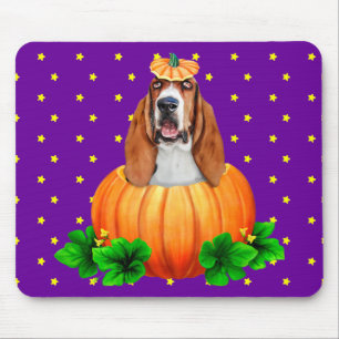 Basset Hound Halloween Jack-O-Lantern Mousepad