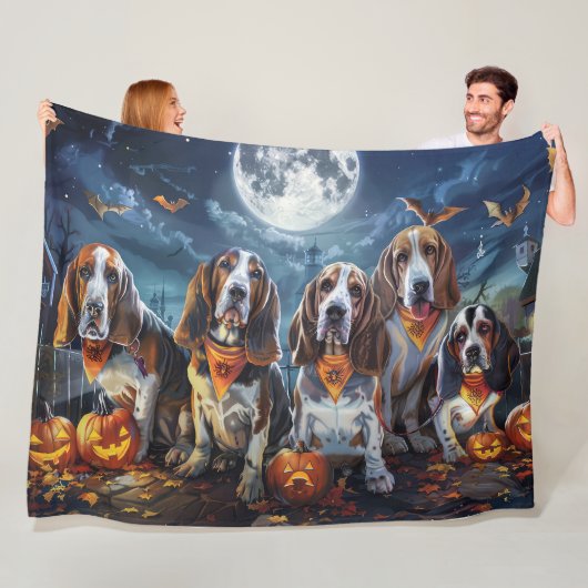 Basset Hound Halloween Spooky Fleecedecke (Beispiel)