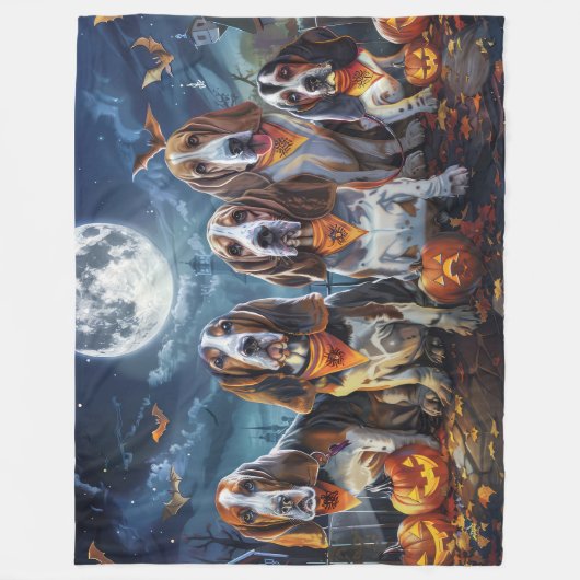 Basset Hound Halloween Spooky Fleecedecke (Vorderseite)