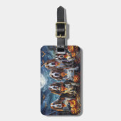 Basset Hound Halloween Spooky Gepäckanhänger (Vorderseite vertikal)