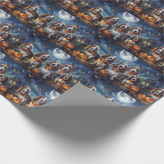 Basset Hound Halloween Spooky Geschenkpapier (Ecke)
