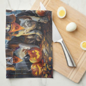 Basset Hound Halloween Spooky Geschirrtuch (Viertel Falte)