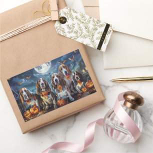 Basset Hound Halloween Spooky Rechteckiger Aufkleber