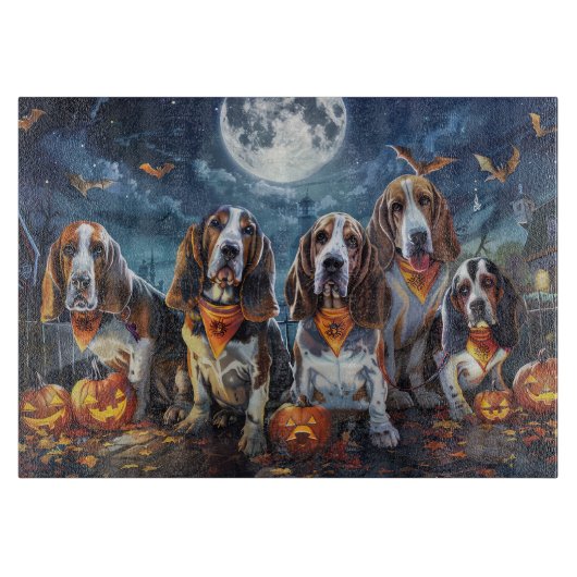 Basset Hound Halloween Spooky Schneidebrett (Vorderseite)