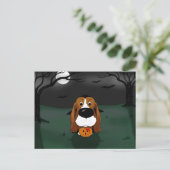 Basset Hound Halloween Vampire Postkarte (Stehend Vorderseite)